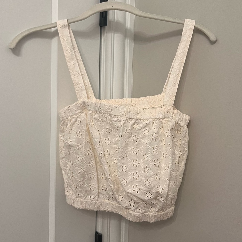 Madewell Eyelet Crop Tank Cream Size S